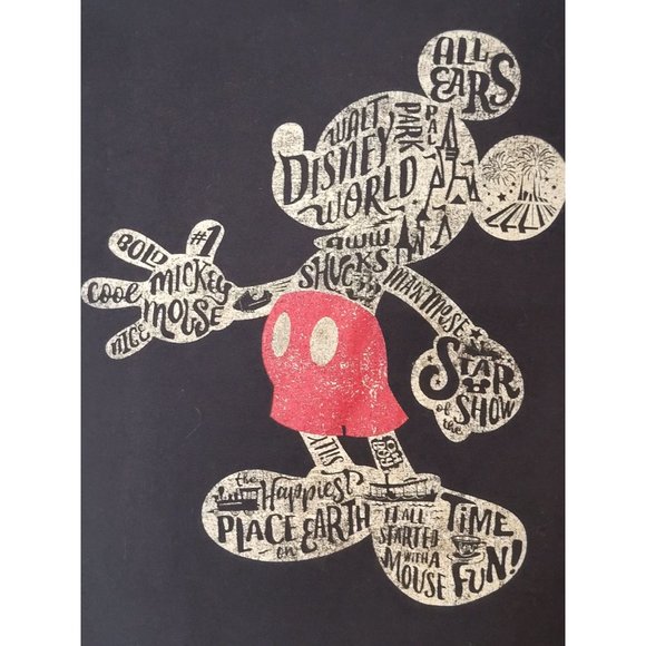 Walt Disney World Hanes Mickey Mouse Tee Shirt Black Graphic Print Size Small - Picture 2 of 5